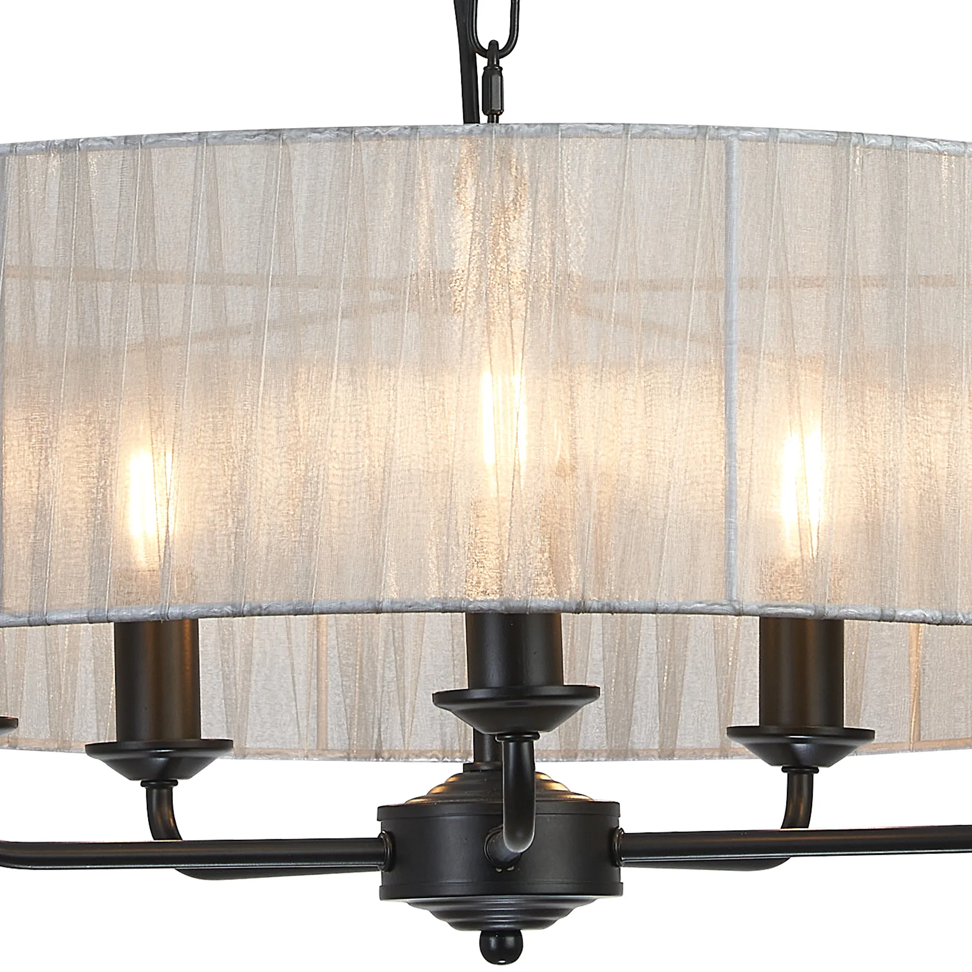 Banyan 45cm 3 Light Pendant Matt Black, Grey DK1032  Deco Banyan MB GR